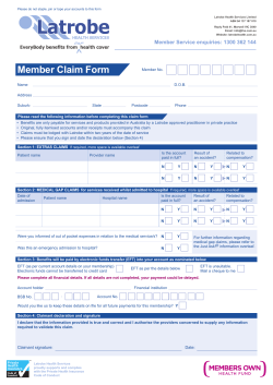 Member Claim Form - Latrobe Health Services