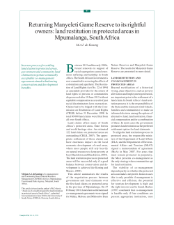 Returning Manyeleti Game Reserve to its rightful owners: land