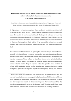 Humanitarian principles, private military agents