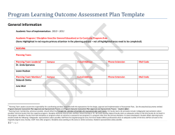 Program Learning Outcome Assessment Plan