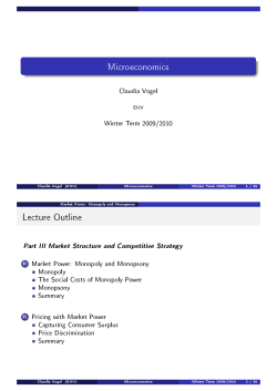 Microeconomics Lecture Outline