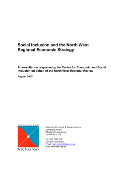 Social Inclusion and the North West Regional Economic Strategy