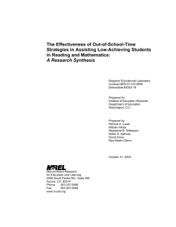 The Effectiveness of Out-Of-School-Time Strategies in Assisting Low