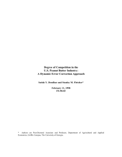 Degree of Competition in the US Peanut Butter