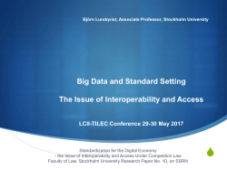 Bjorn LUNDQVIST, Big Data and Standard Setting