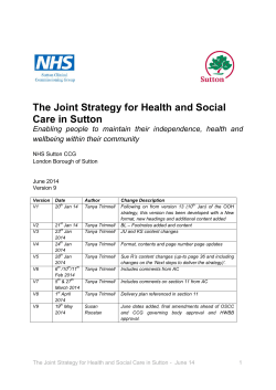 The Joint Strategy for Health and Social Care in