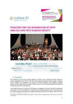 strategy for the integration of arts and culture into acadian society