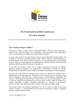 The French notion of fili&egrave;re and its uses Executive summary