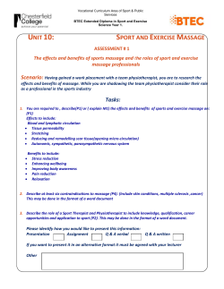 Unit 10: Sport and Exercise Massage