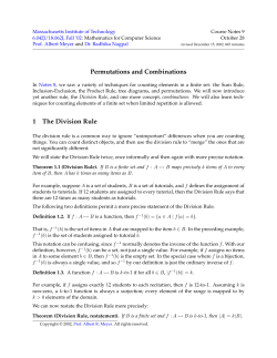 Permutations and Combinations 1 The Division Rule