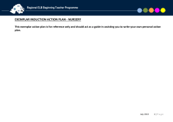 EXEMPLAR NURSERY INDUCTION ACTION PLAN