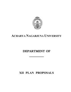Acharya Nagarjuna University DEPARTMENT OF ______ XII PLAN