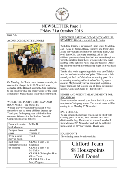 NEWSLETTER Page 1 Friday 21st October 2016 Dear All, ACORN