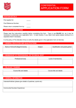 Application Form - Jobs with The Salvation Army