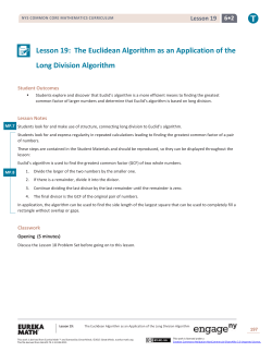 Lesson 19: The Euclidean Algorithm as an Application