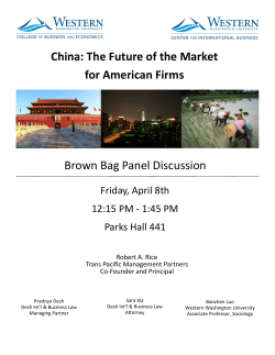 China: The Future of the Market for American Firms