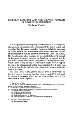 Economic planning and the growth problem in Developing Countries
