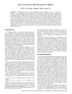 KEY FACTORS IN BID REASONING MODEL By D. K. H. Chua,1