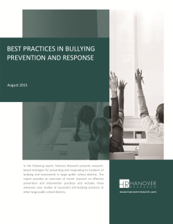 BEST PRACTICES IN BULLYING PREVENTION AND RESPONSE