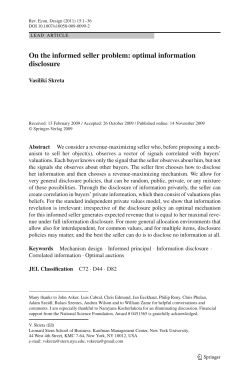On the informed seller problem: optimal information disclosure