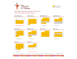 Playschool Programs Calendar 2016-2017
