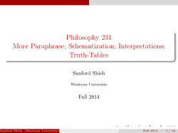 Philosophy 231 More Paraphrase