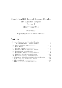 Module MA3412: Integral Domains, Modules and