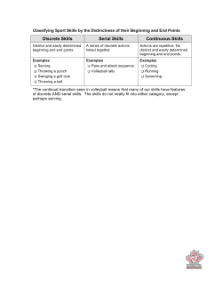 Discrete Skills Serial Skills Continuous Skills