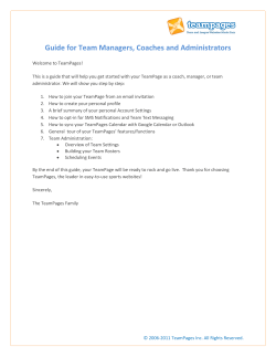 Guide for Team Managers, Coaches and Administrators