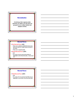 Normalization Normal Forms Normal Forms