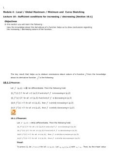 Sufficient conditions for increasing / decreasing