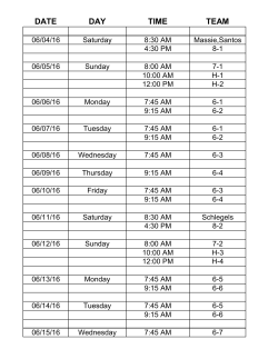 DATE DAY TIME TEAM - Saint Raphael Parish