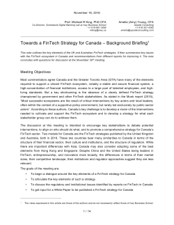 Towards a FinTech Strategy for Canada