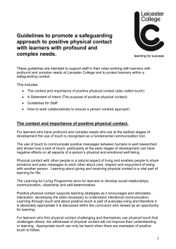 Guidelines to promote a safeguarding approach to positive physical