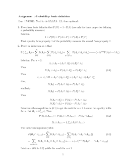 Assignment 1-Probability: basic definition Due: 17.3.2016. Need to