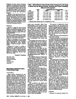 Different Antlcoagulants Table 1. Blood/Plasma Concentration Ratio
