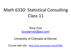 Statistical Consulting - Cox Associates Consulting