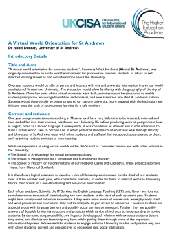 A Virtual World Orientation for St Andrews