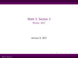 Math 3, Section 3 - Winter, 2017