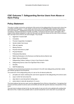 CQC Outcome 7: Safeguarding Service Users from Abuse or Harm