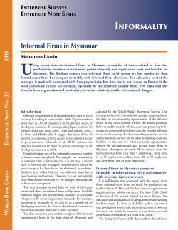 Informal Firms in Myanmar