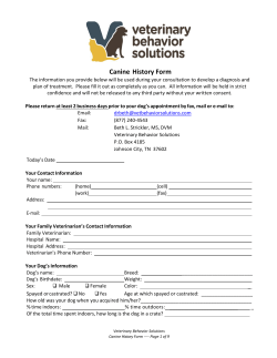 Canine History Form - Vet Behavior Solutions
