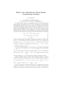 Binary Cuts Algorithm for Mixed Integer Programming Problems