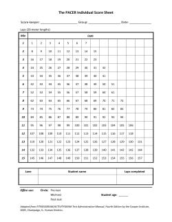 The PACER Individual Score Sheet
