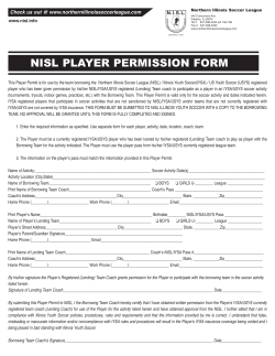 nisl player permission form - Northern Illinois Soccer League