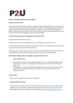P2U Fund Purpose Summary 2016-17