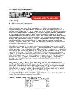 The Case for On-Time Registration [Author Proof] By Terry O`Banion