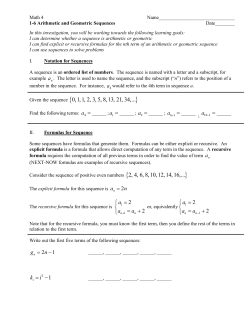 1-6 Arithmetic and Geometric Sequences