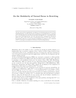 On the Modularity of Normal Forms in Rewriting