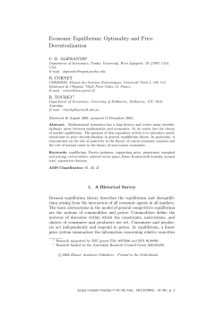 Economic Equilibrium: Optimality and Price Decentralization